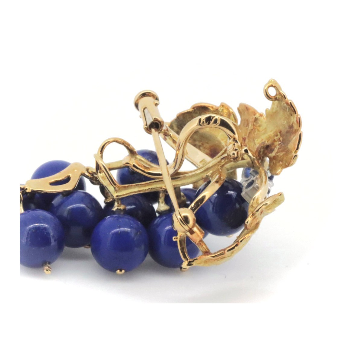  Ishikawa .. grape motif brooch pendant lapis lazuli / sapphire / diamond K18YG/PT900 pawnshop exhibition 