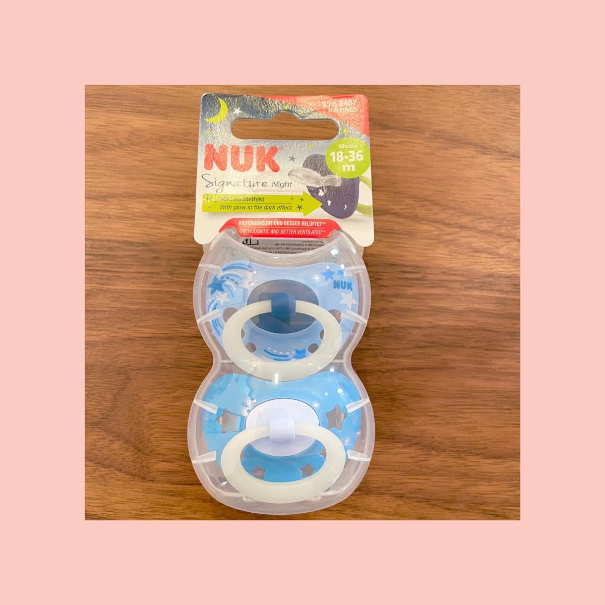 着後レビューで 新品 ヌーク NUK 光るおしゃぶり 18-36ヶ月 2個セット 日本未発売