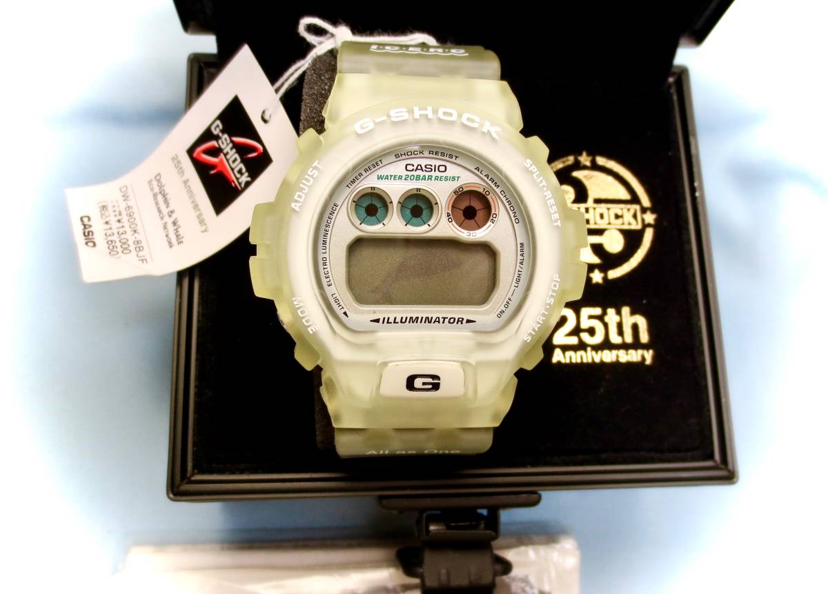 【未使用品、箱あり】CASIO カシオ　G-SHOCK Gショック　25周年記念　第五回イルカ・クジラ会議記念モデル　復刻版　DW-6900K-8BJF