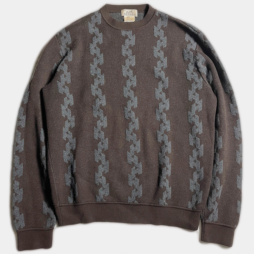 注目 Hロゴ ウール カシミア HERMES 90'S 定価15万超! LOGO 着 レア