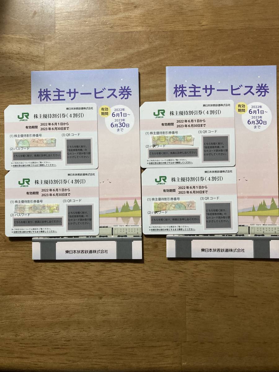 大人気☆ JR東日本 東日本旅客鉄道 株主優待券 4枚 + 株主サービス券 4
