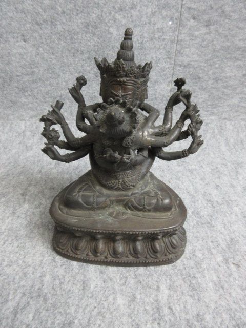 【政】27514 歓喜仏像 仏教美術 チベット 置物 骨董 古物