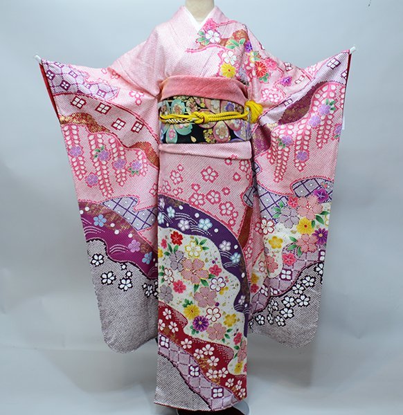 振袖 正絹 着物単品 仕立て上がり 総絞り 百花繚乱 成人式 結納 結婚式