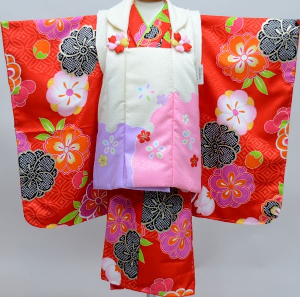 七五三 3歳 女の子 祝着被布着物フルセット 式部浪漫 生地は日本製 ポリエステル 新品 （株）安田屋 NO27171