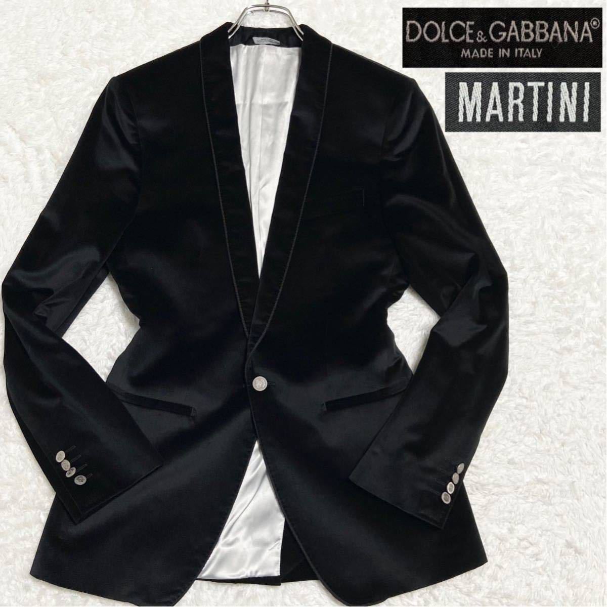 極上の一着 ドルガバ マルティニ DOLCE&GABBANA D&G MARTINI ベロア テーラードジャケット パイピング 銀ボタン ブラック 黒 フォーマル