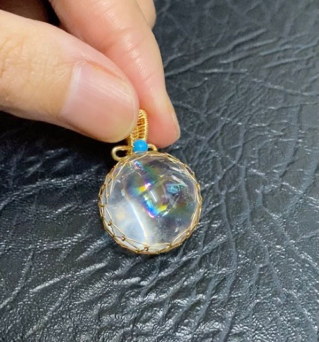桔梗カット アイリスインクォーツ ピアス-