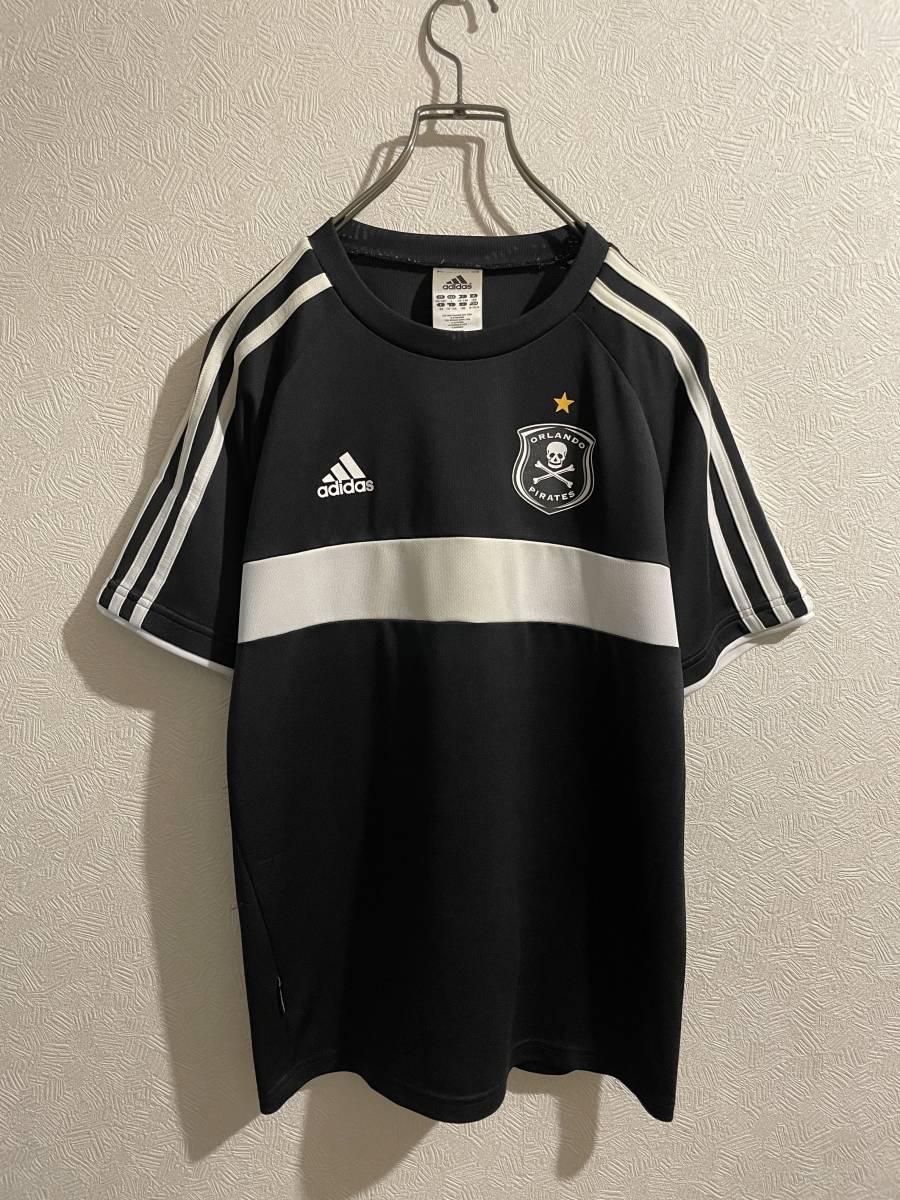 ◯ adidas × ORLANDO PIRATES ゲーム シャツ / アディダス オーランドパイレーツ Tシャツ カットソー ブラック 黒 XS Boys Mens #Sirchive