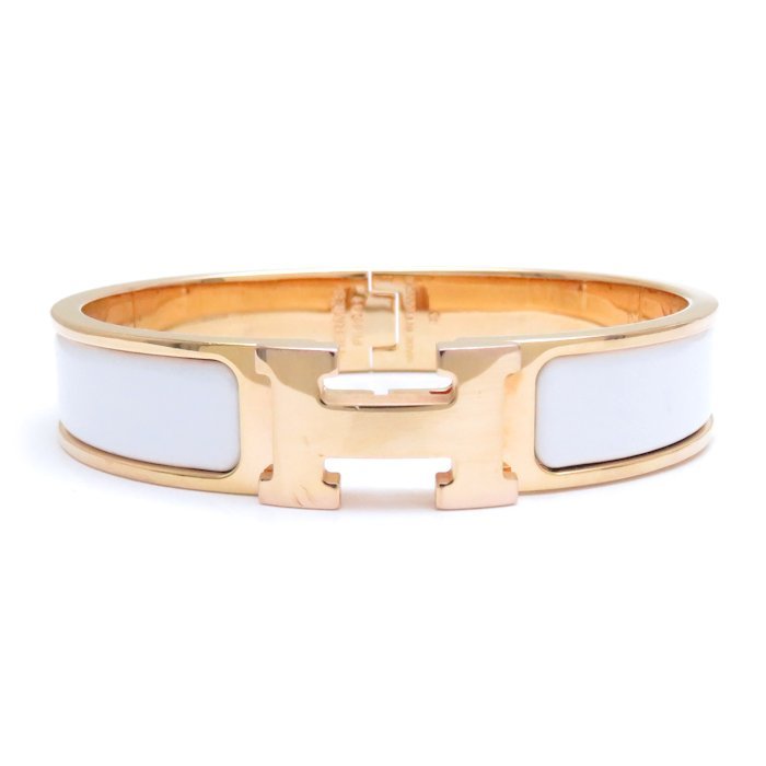 HERMES エルメス クリッククラック バングル PM ホワイトxゴールド 白