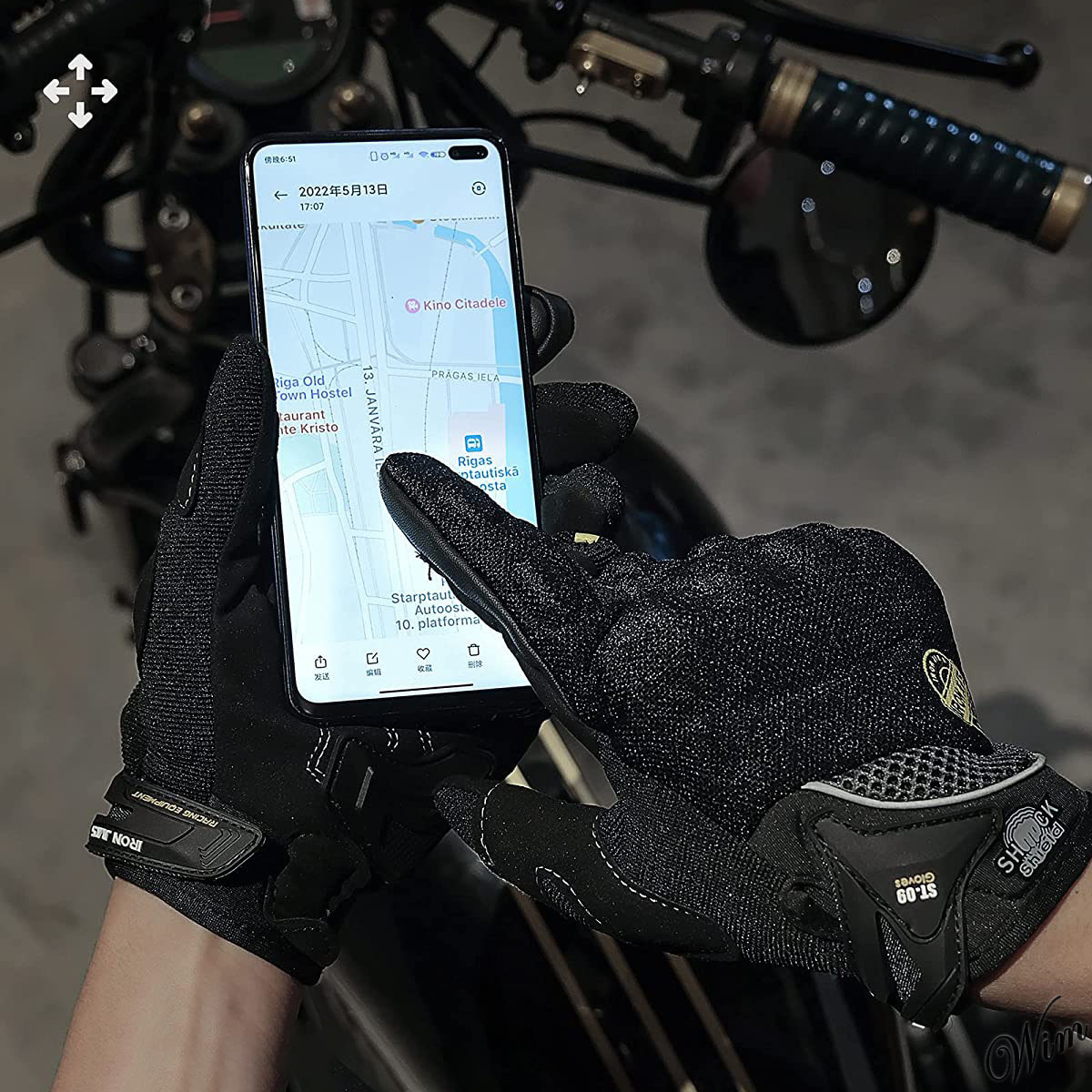 ◆タッチスクリーン対応◆ バイクグローブ メッシュ加工 マジックテープ 滑り止め 耐沖撃 男女兼用 オートバイ アクセサリー ブラック