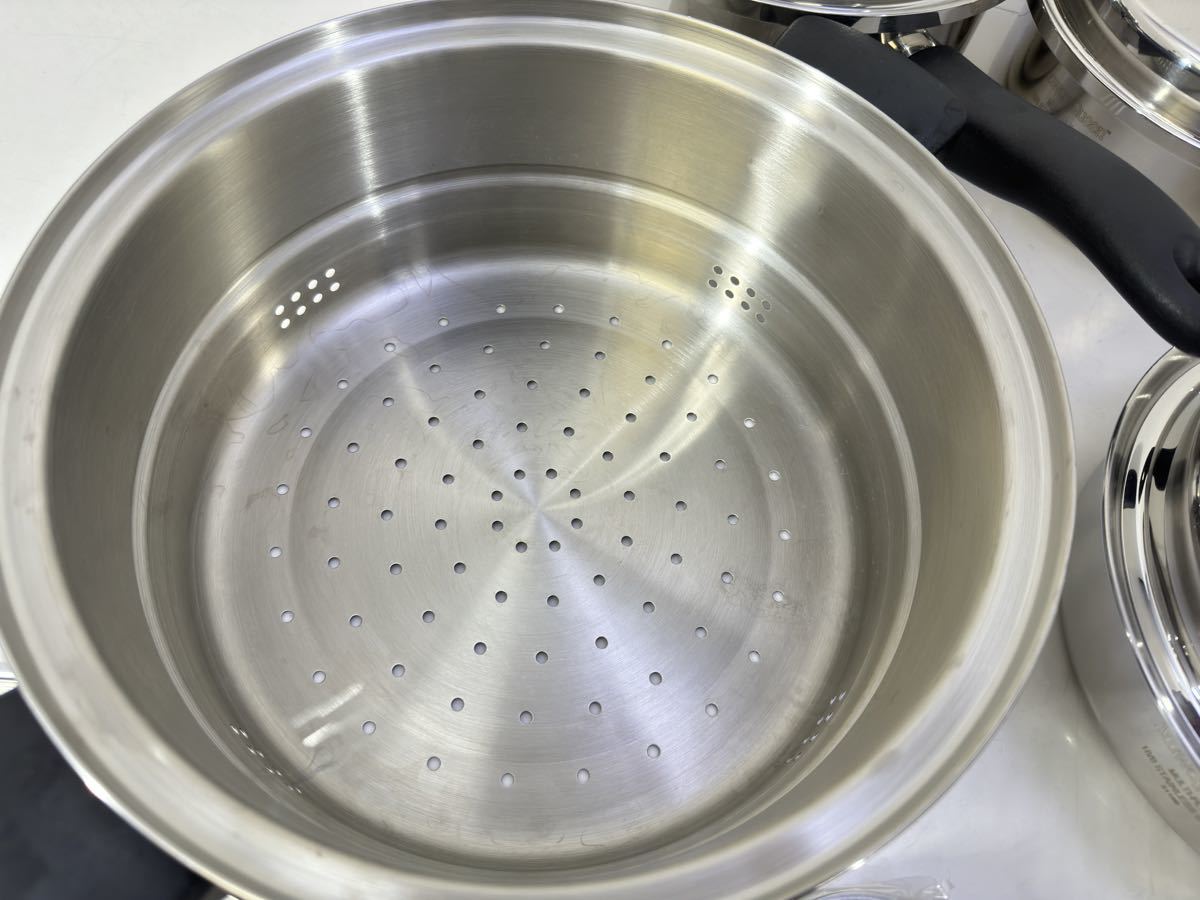 Amway アムウェイ 鍋セット 両手片手鍋セット蒸し器、蓋付 ステンレス