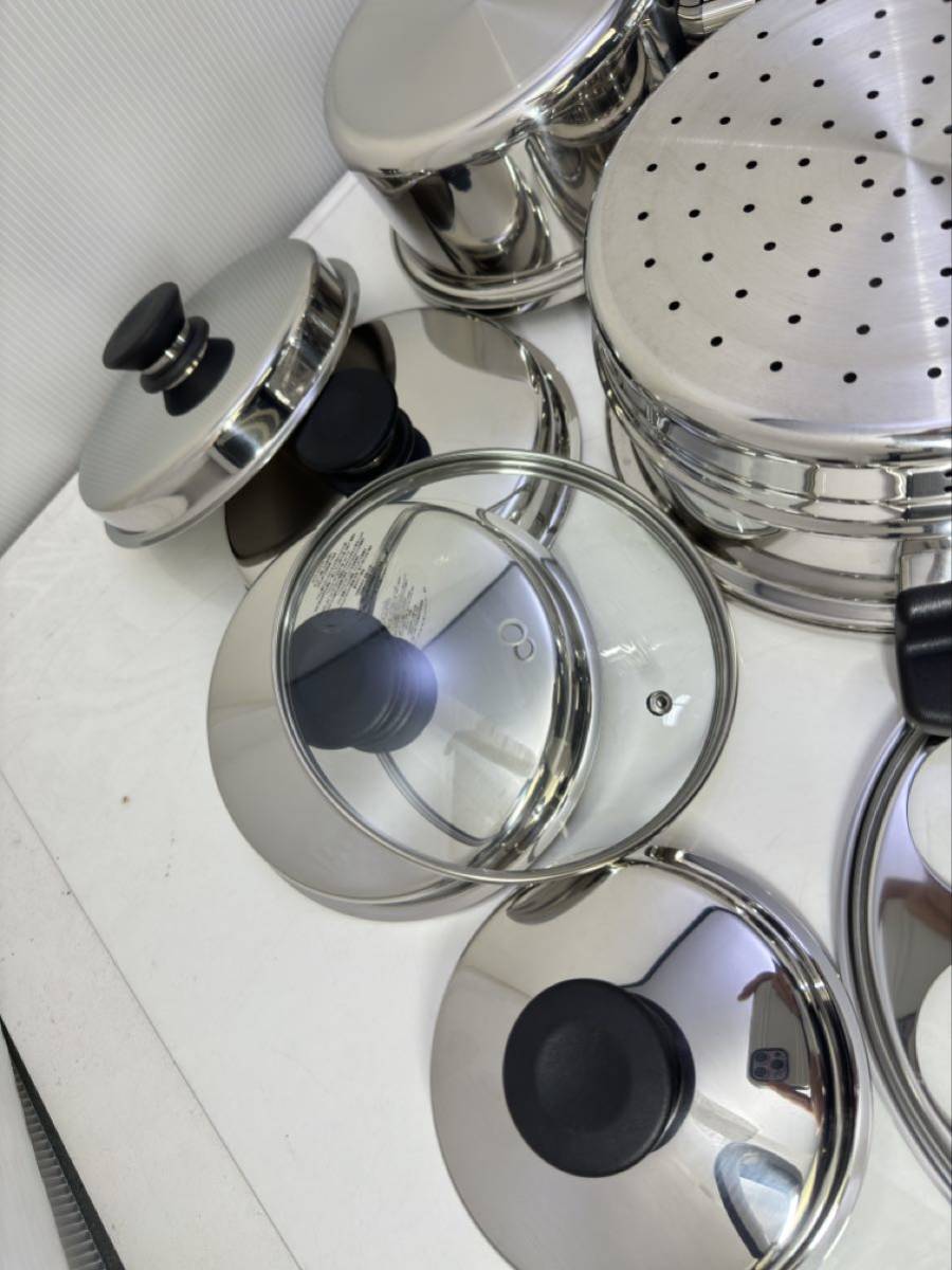 Amway アムウェイ 鍋セット 両手片手鍋セット蒸し器、蓋付 ステンレス