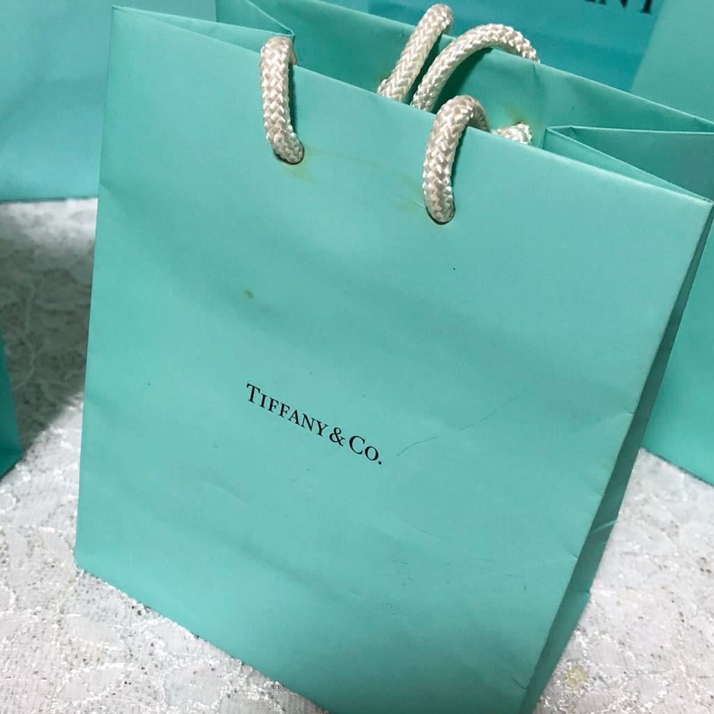 ティファニー 「 TIFFANY 」ショッパー 5枚組 ジャンク (982) ショップ袋 紙袋 ブランド袋 TIFFANY&Co. 旧型 小さめ  わけあり