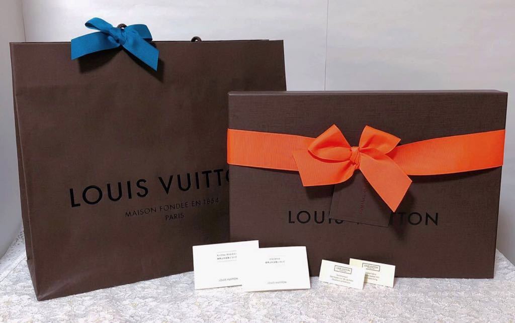 ルイヴィトン「LOUIS VUITTON」ショッパーと空箱・しおり・メッセージカード付リボンのセット(1018)紙袋 ショップ袋 衣類やストール用