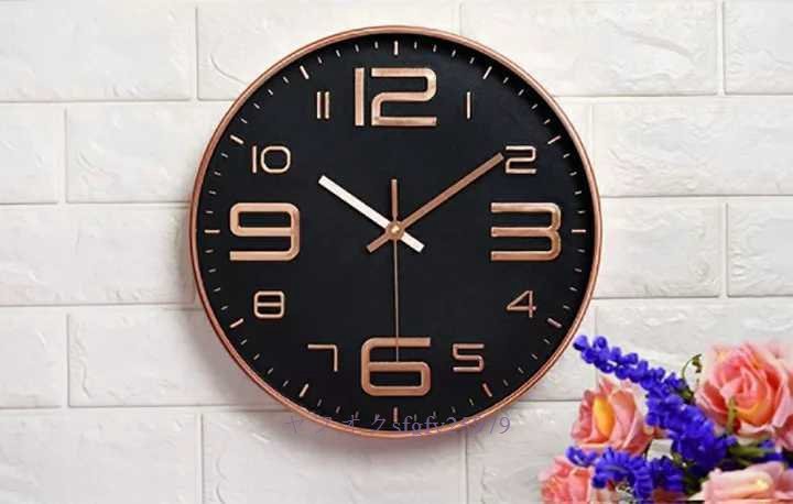 P465☆新品ブラックゴールド 掛け時計 時計 壁掛け時計 掛け時計 掛時計 ウォールクロック インテリア_画像3