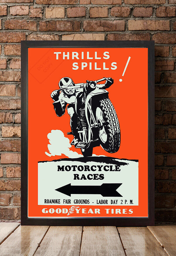 1950's バイクレースポスター『 Roanoke -Thrills Spills-』の画像2