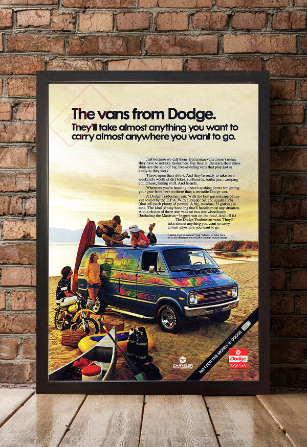 ポスター★1975 ダッジ・トレードマン・バン 広告★Dodge Van/Mopar/モパー/360_額装イメージ（額は付属しません）