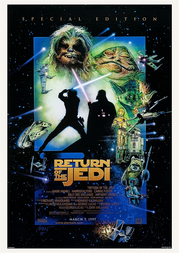 US版ポスター『スター・ウォーズ エピソード6/ ジェダイの帰還』1997年リバイバル版★Star Wars/ジョージ・ルーカス/C-3PO/R2-D2_ポスターサイズ：29.7cm × 42cm