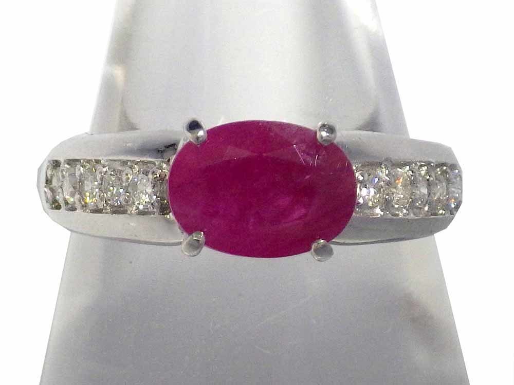 ルビー ダイヤモンドリング K18WG 3.6g 12.5号 Jewelry Ruby1.50ct