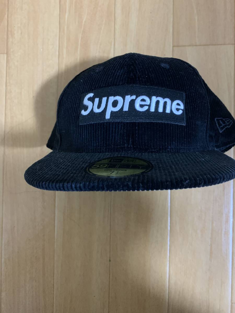 帽子 15AW supreme box logo corduroy new era 7 1/2 black