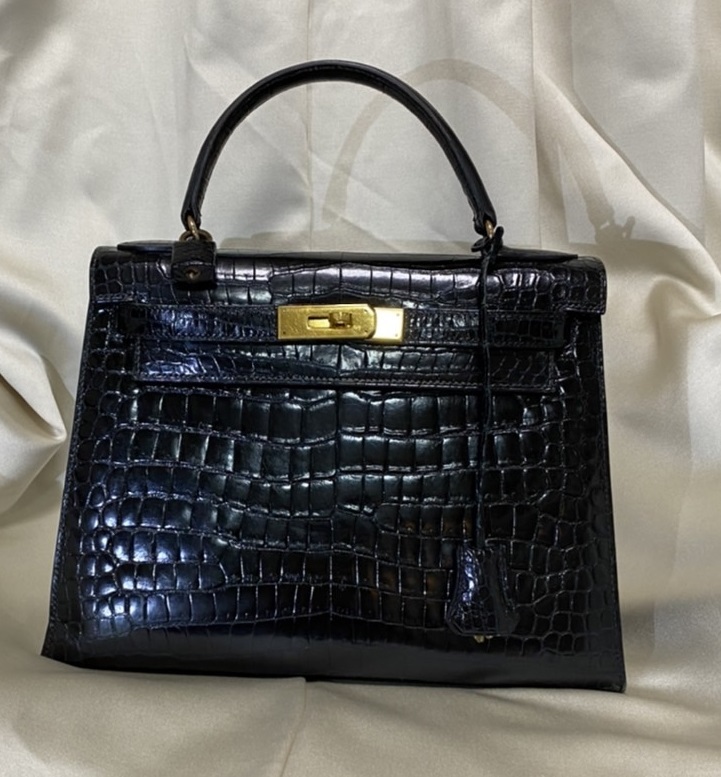 HERMES・エルメスケリー28・外縫い・クロコバッグ・ポロサス HERMES・エルメスケリー28・外縫い・クロコバッグ・ポロサス