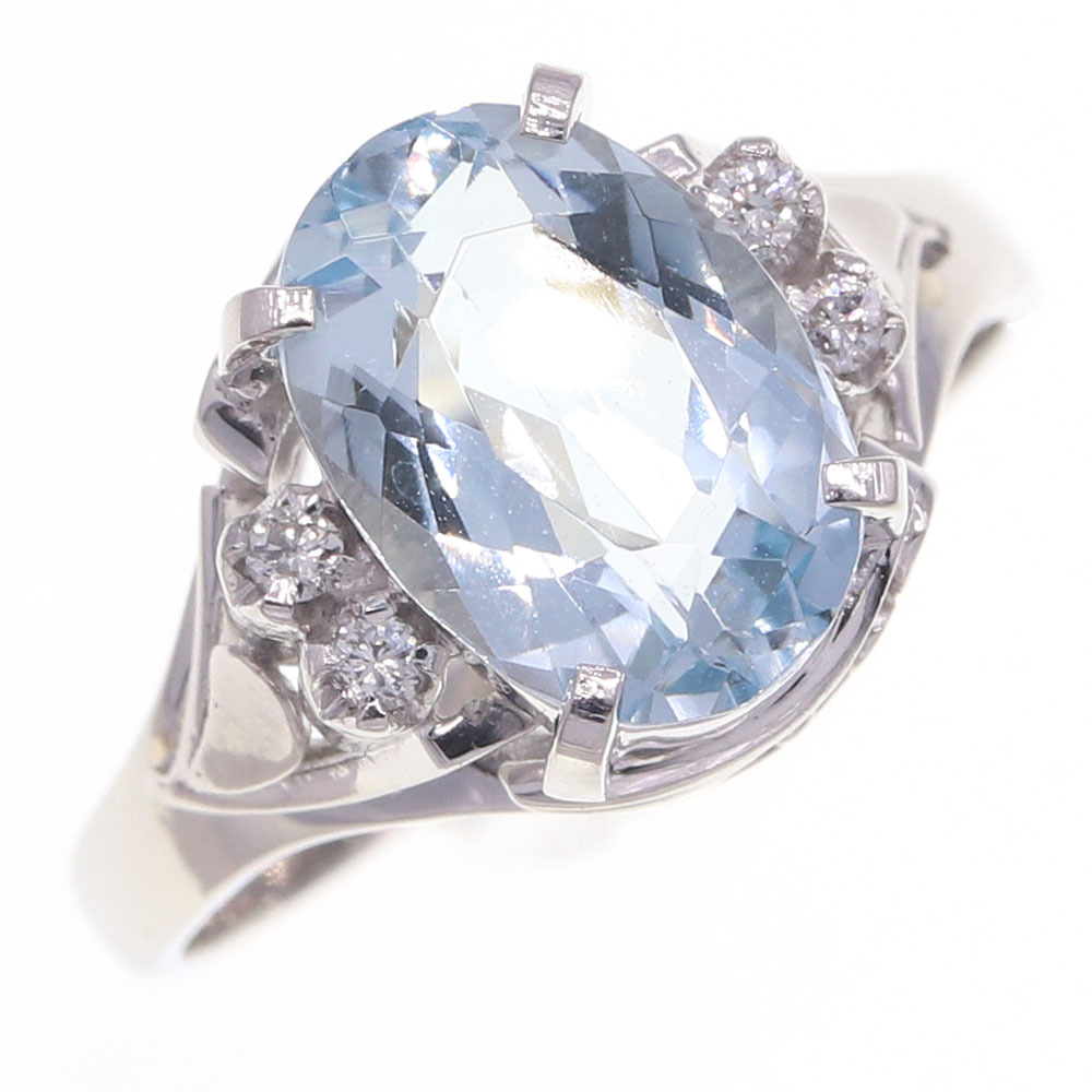 アクアマリン ダイヤモンド リング AM1.93ct D0.05ct Pt900 9.5号 Aquamarine Diamond