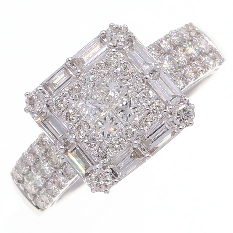 ダイヤモンド リング D1.00ct K18WG 15号 中古 指輪 アクセサリー