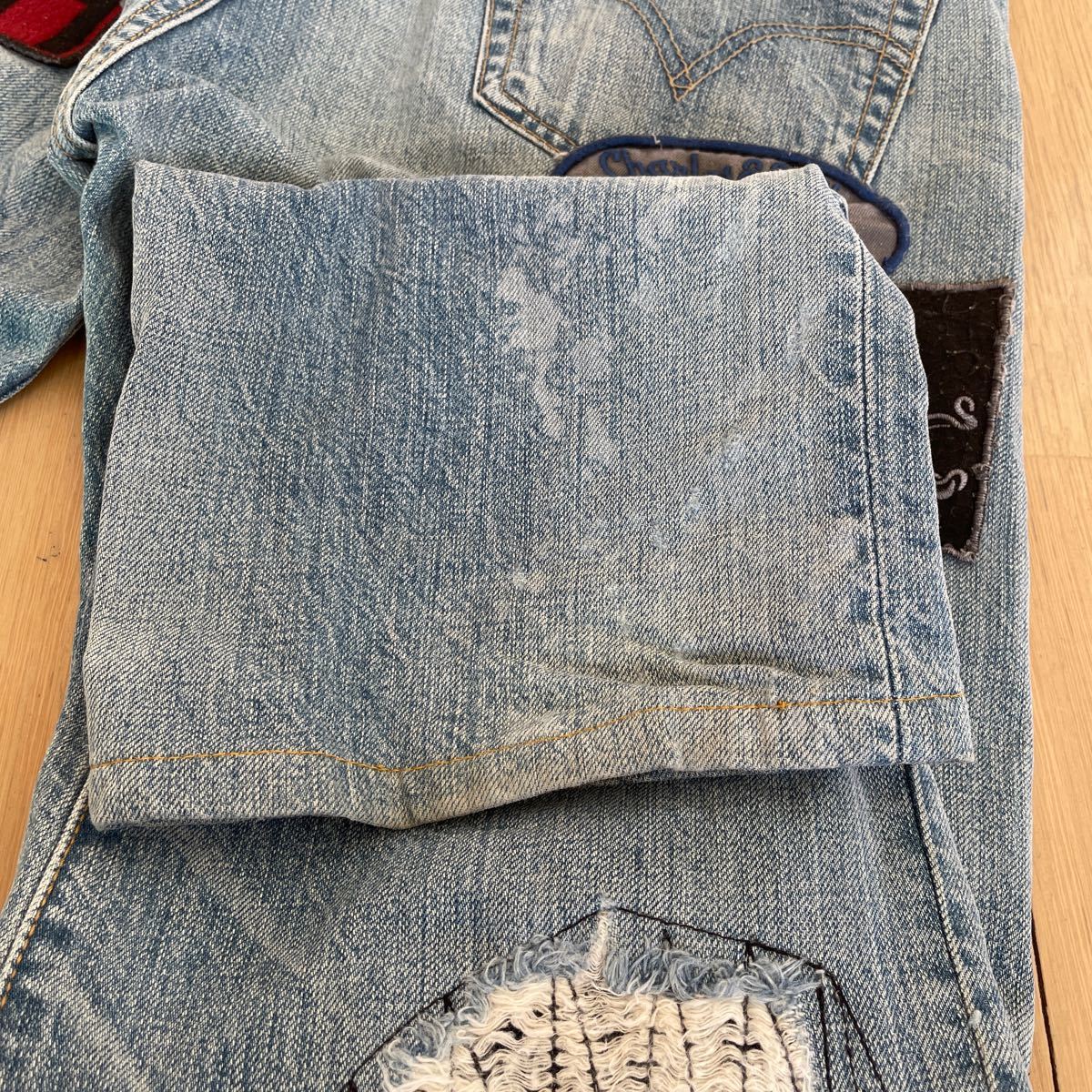 LEVI'S08501-0234ユーズドダメージリペア加工ワッペン付きジーンズ W32L32