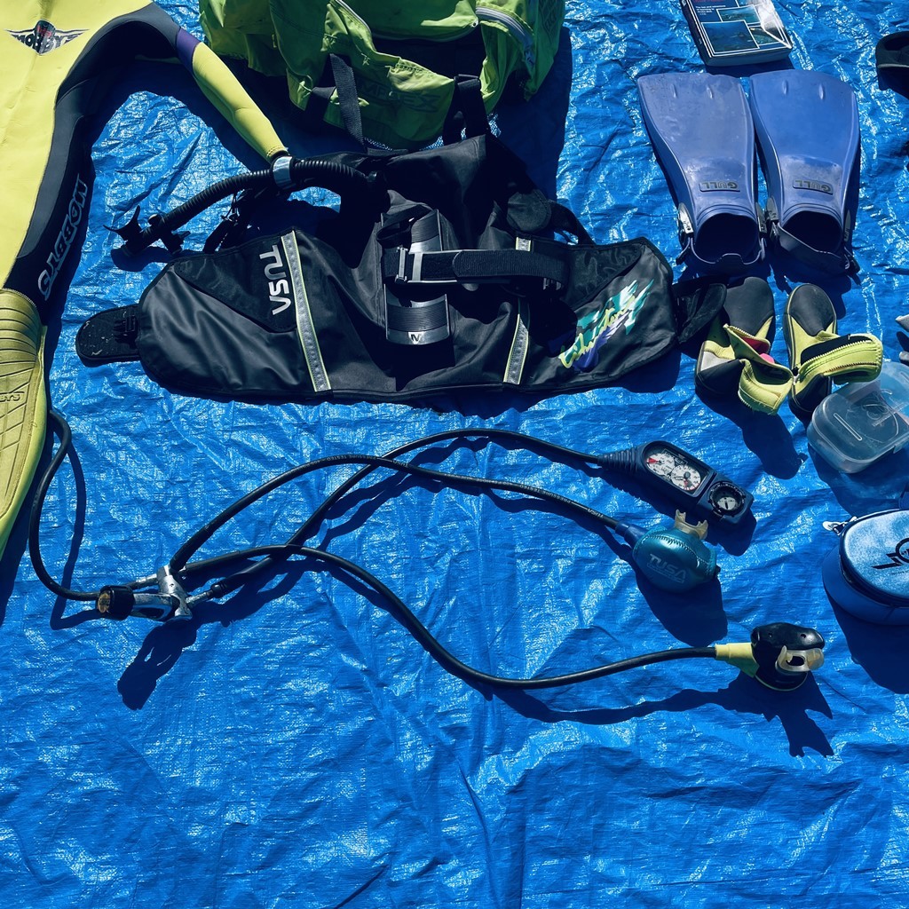 TUSA diving set shoes 25cm size men's S corresponding fins regulator scuba diving chronicle name equipped tsusaX139