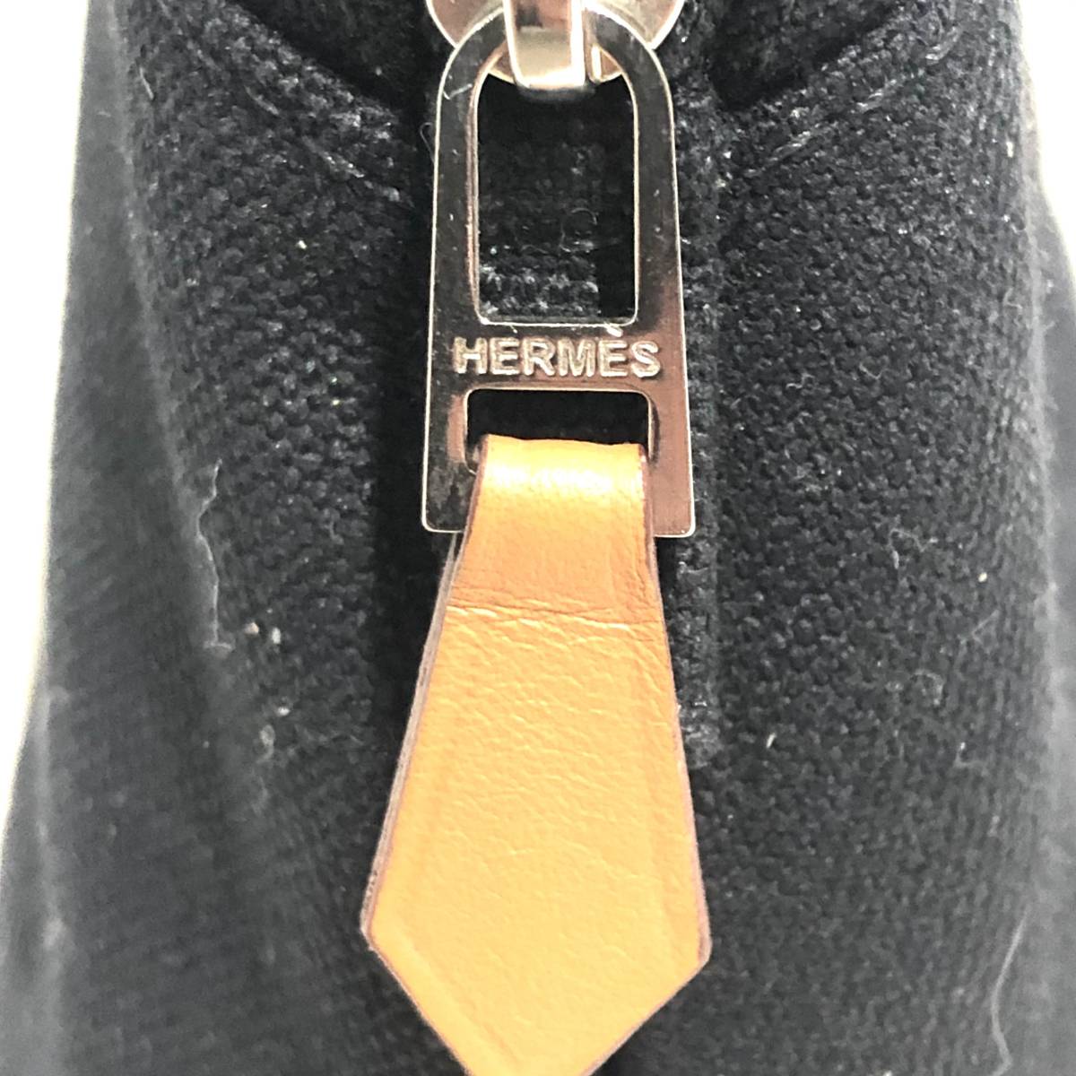 美品 エルメス HERMES ボリードポーチ PM 黒 ブラック コスメ 小物入れ メイクポーチ キャンバス_画像8