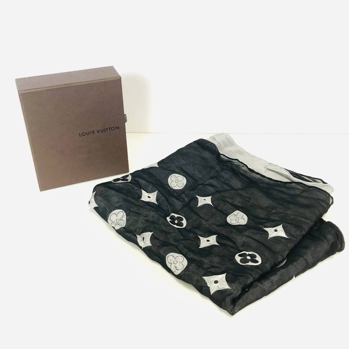 ルイヴィトン LOUIS VUITTON ショール ストール シルク52%アセテート48