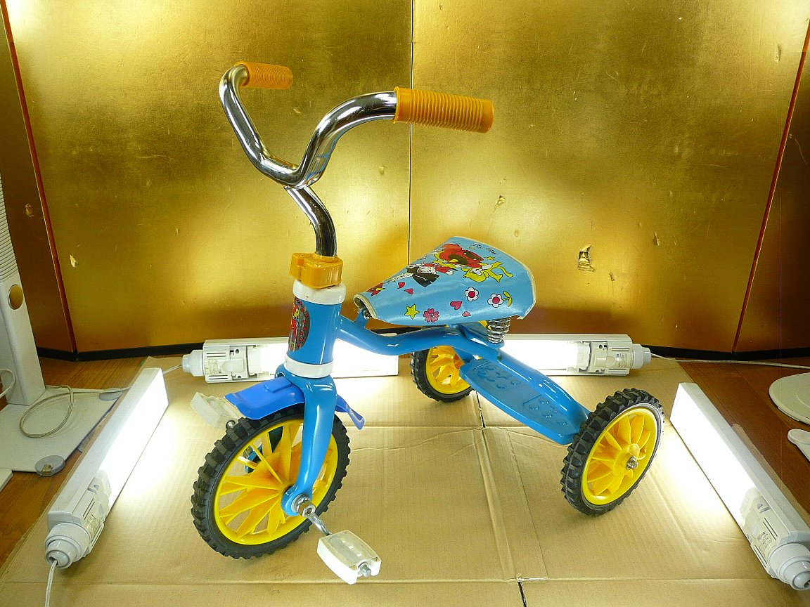 A_ Showa времена ~1991 год ( эпоха Heisei 3 год ) до между TOKYO Bambi качественный продукт / для мальчика бледно-голубой серия / Япония один / персик Taro трехколесный велосипед /.../kiji/ собака /./ царапина есть хранение состояние хороший частота использования . немного 