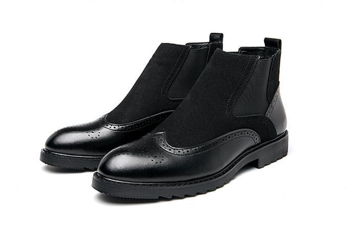 * new goods * men's TG21620-24.0cm/38 short boots black (2 color ) business shoes Work boots wing chip side-gore 