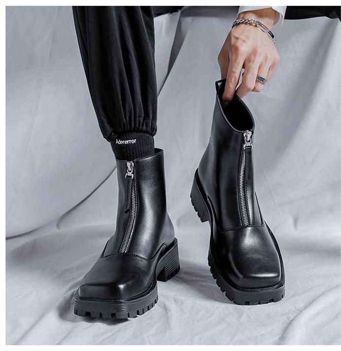 * new goods * men's TG21667-24.0cm/38 short boots black B(2 color ) business shoes Work boots fastener 