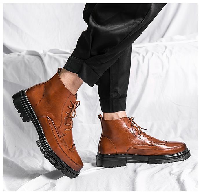 * new goods * men's TG21659-24.0cm/38 short boots Brown (2 color ) business shoes Work boots 