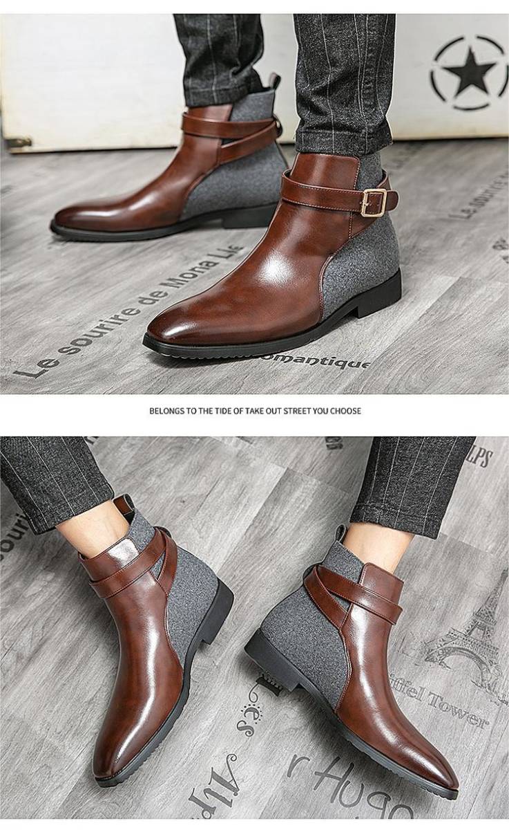 * new goods * men's TG21631-24.0cm/38 short boots Brown (2 color ) business shoes Work boots 