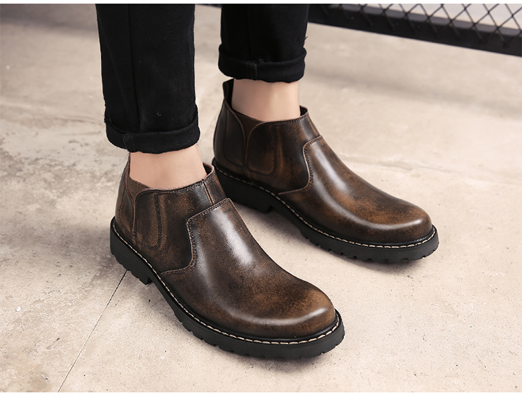 * new goods * men's TG21660-24.0cm/38 short boots Brown (2 color ) business shoes Work boots side-gore 