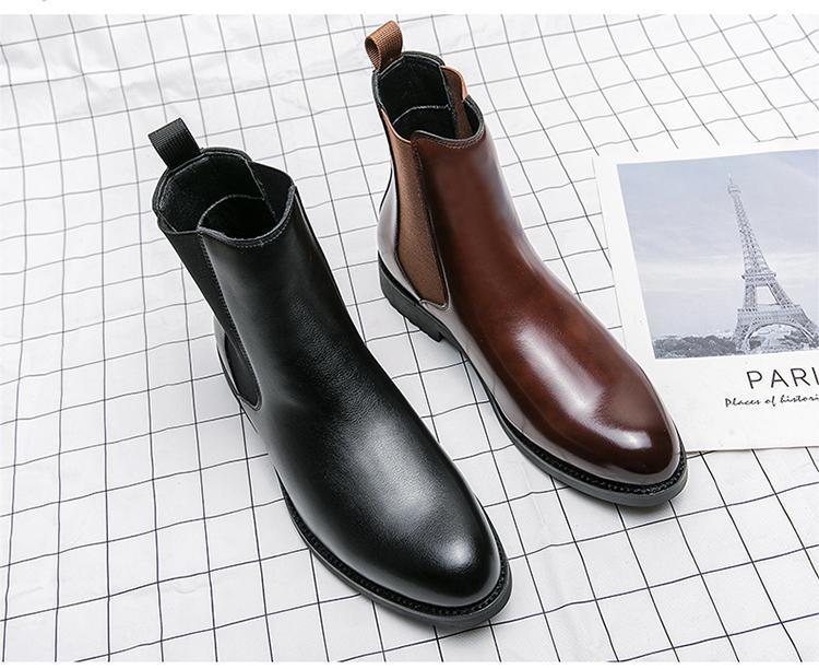* new goods * men's TG21638-24.0cm/38 short boots Brown (2 color ) business shoes Work boots side-gore 