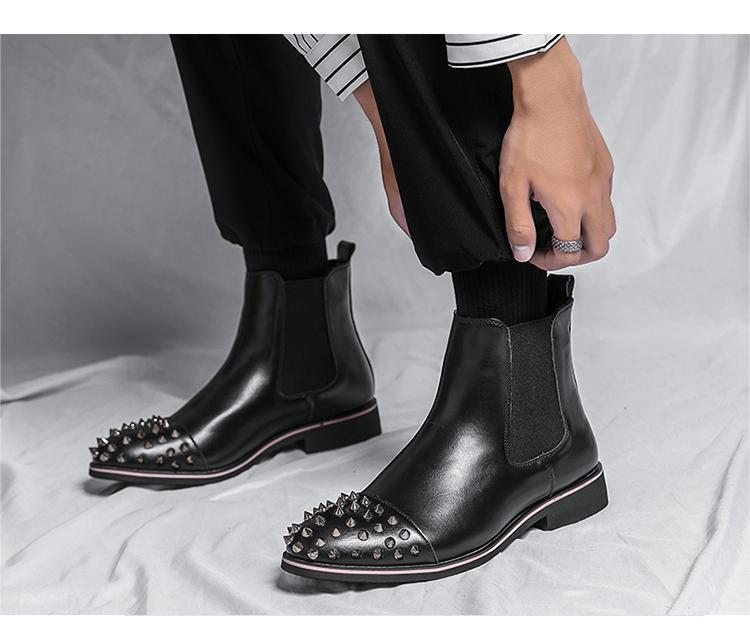 * new goods * men's TG21664-24.0cm/38 short boots black (2 color ) business shoes Work boots side-gore 