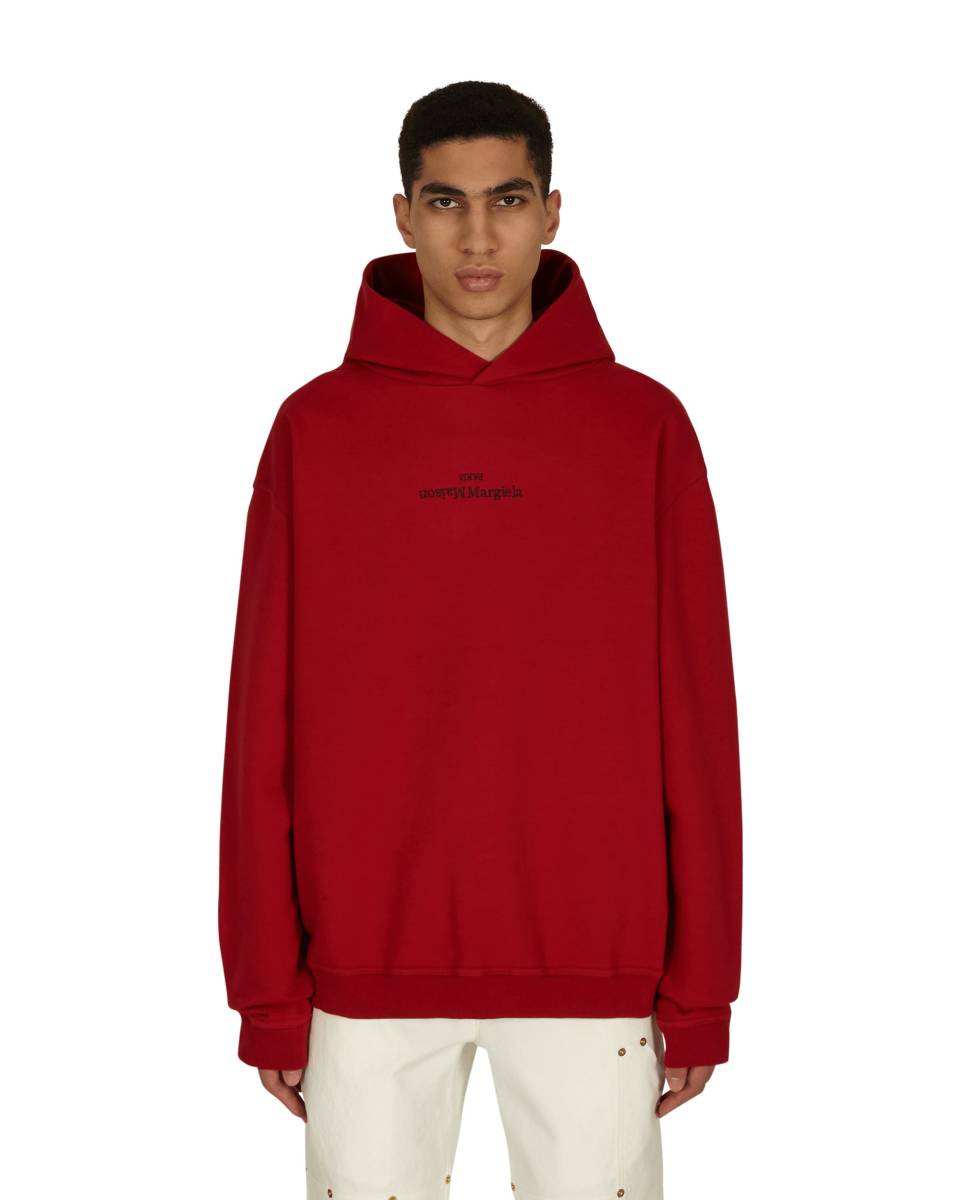 maison margiela マルジェラ riverse logo hoody パーカー size48 red