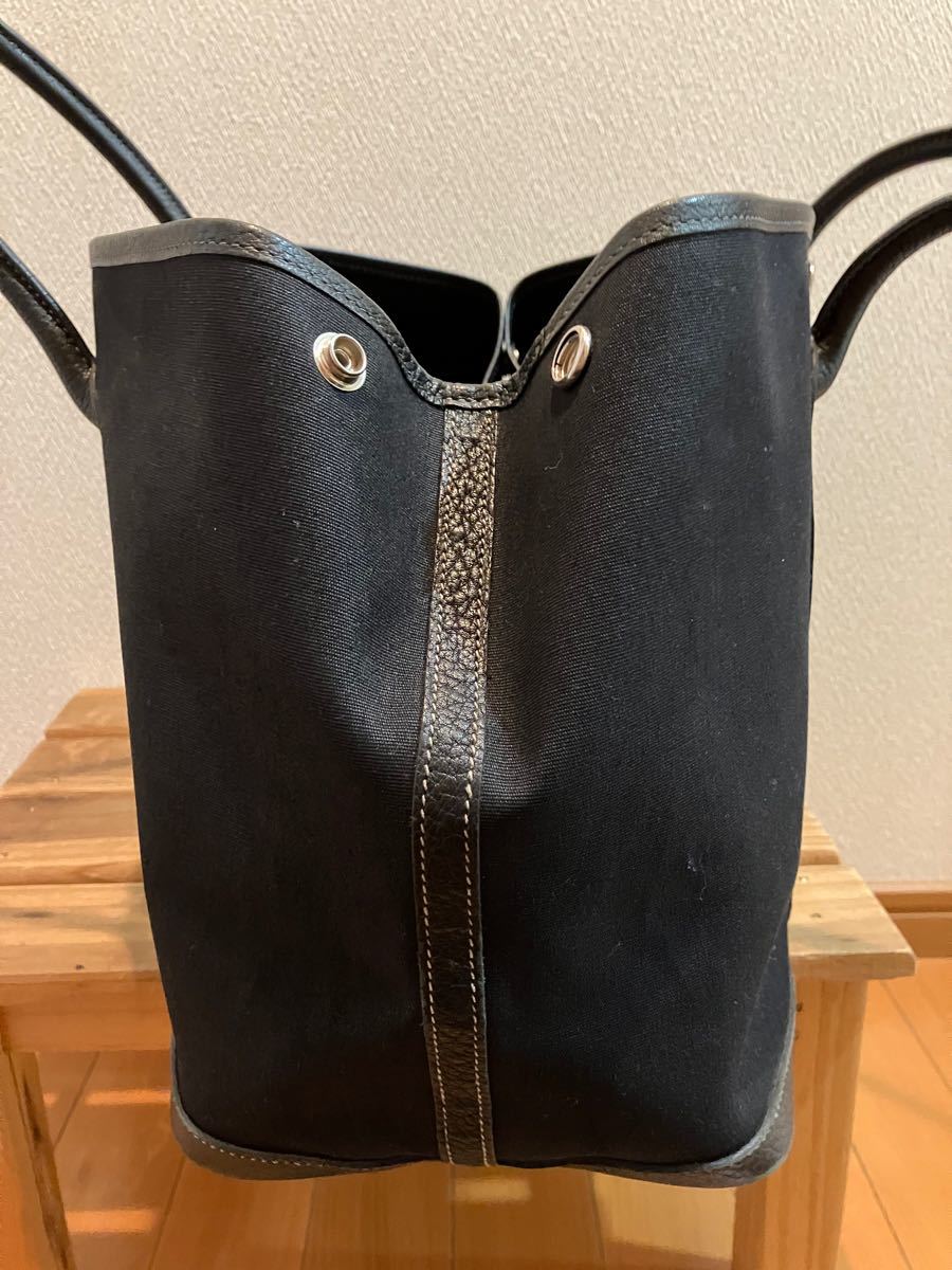 エルメス ガーデンパーティー キャンバス×レザー 36cm 黒 pm エルメス ガーデンパーティー キャンバス×レザー 36cm 黒 pm