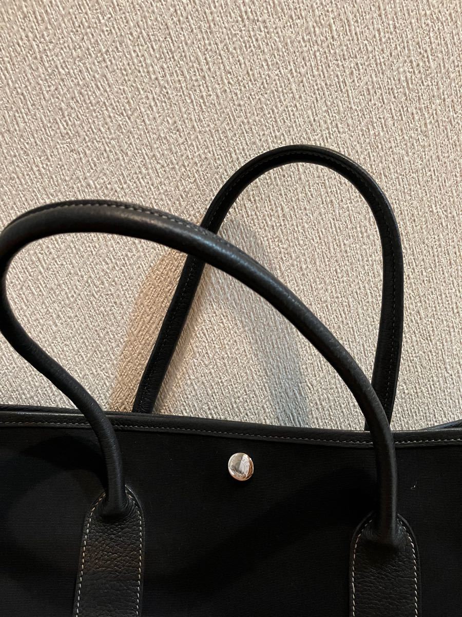 エルメス ガーデンパーティー キャンバス×レザー 36cm 黒 pm エルメス ガーデンパーティー キャンバス×レザー 36cm 黒 pm