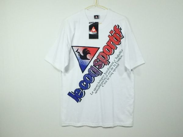 90's ルコック lecoqsportif 希少！ Tシャツ XL　/フランス/トリコロール/_画像1