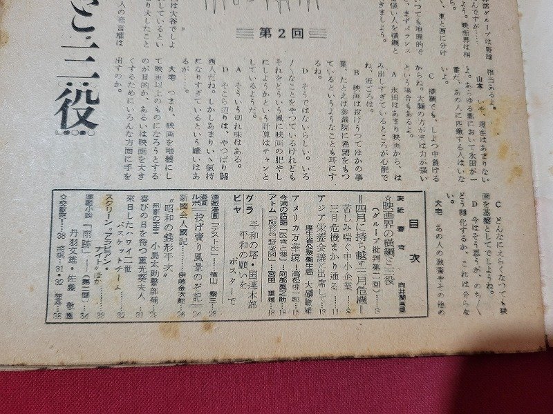 ｎ★　サンデー毎日　昭和25年3月26日号　映画界の横綱と三役　など　毎日新聞社　/ｄ39_画像3