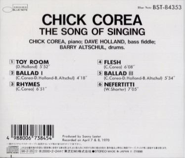 ■□Chick Corea:チック・コリアThe Song Of Singing□■_4988006738454