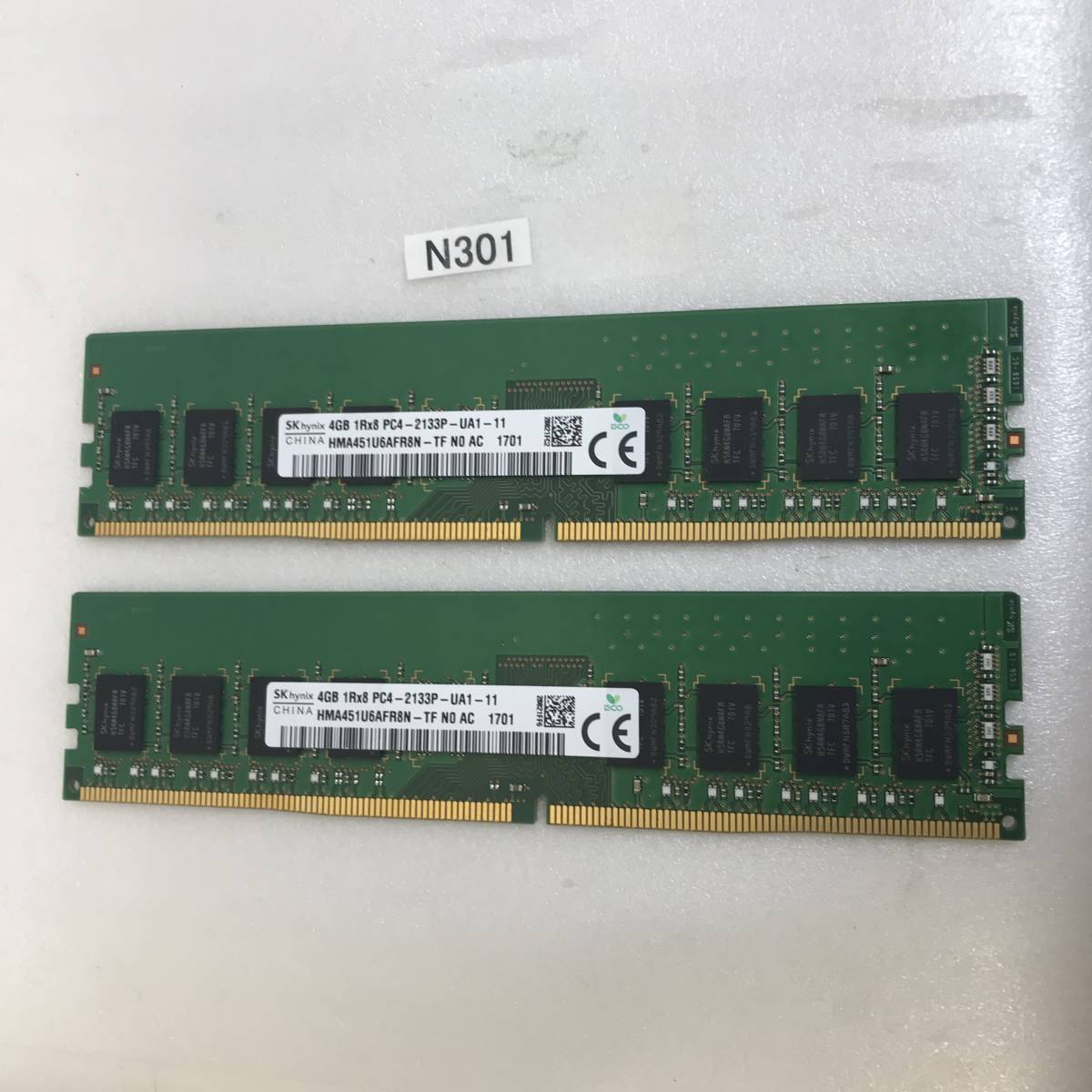 SK HYNIX PC4-2133P 4GB 2枚 8GB DDR4-17000 4GB 2枚セット DDR4 デスクトップ用メモリ 288ピン DDR4 DESKTOP RAM 動作確認済み _画像1