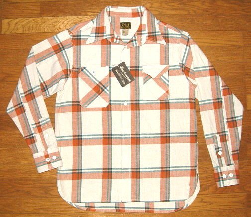 新品 CUSHMAN クッシュマン 1930's ビンテージ 肉厚 コットンネル生地 チェック柄 長袖 ワークシャツ (XLサイズ/白) ネルシャツ ガチャポケ