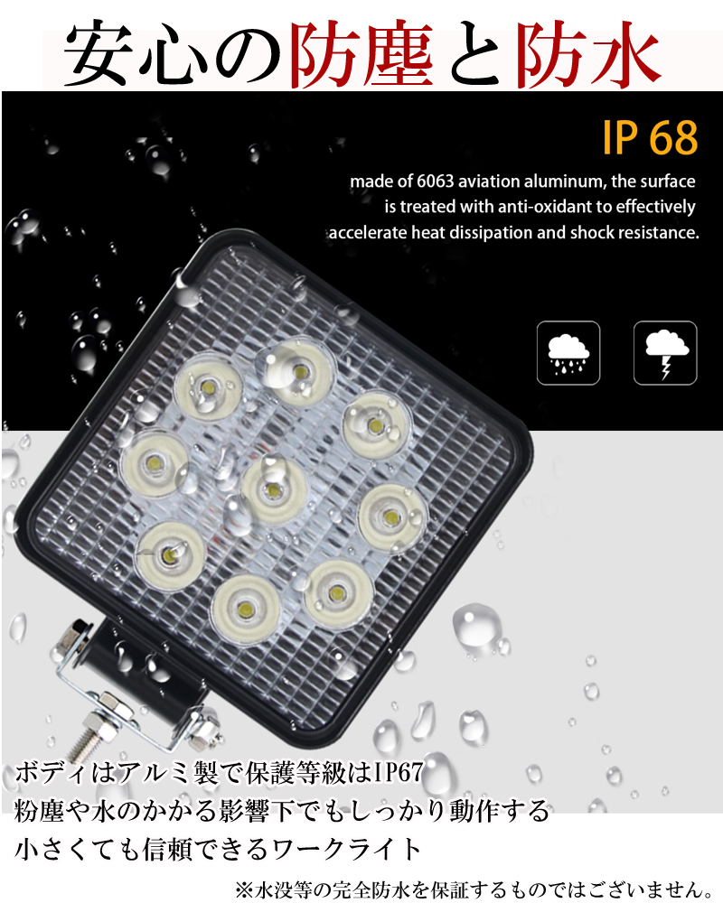 LED ワークライト 車外灯 27W 20個セット 12V/24V 車外灯 作業灯 防水 屋外 照明 汎用 3
