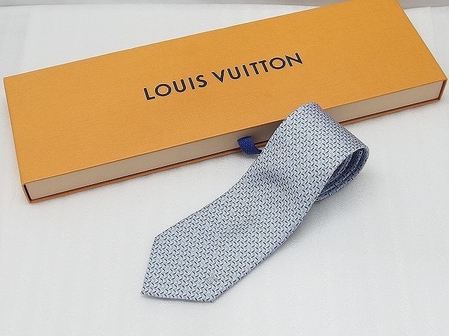 ルイヴィトン LOUIS VUITTON メンズ ネクタイ プリントネクタイ ブルー