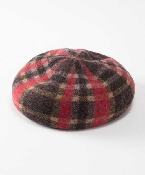 格安即決 グレースコンチネンタル チェック バスク ベレー 帽子 赤 ベレー帽 ウール ベレー帽