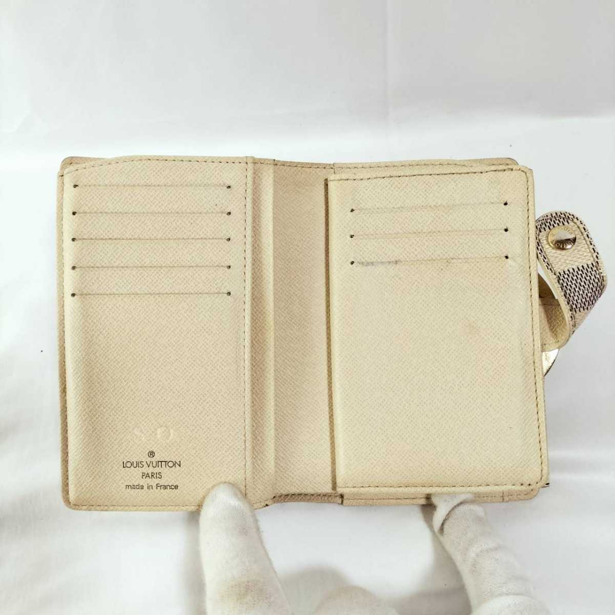 美品 正規品 ルイヴィトン 折り財布 ヴィエノワ ダミエ アズール がま口 箱付 LOUIS VUITTON 白 ホワイト
